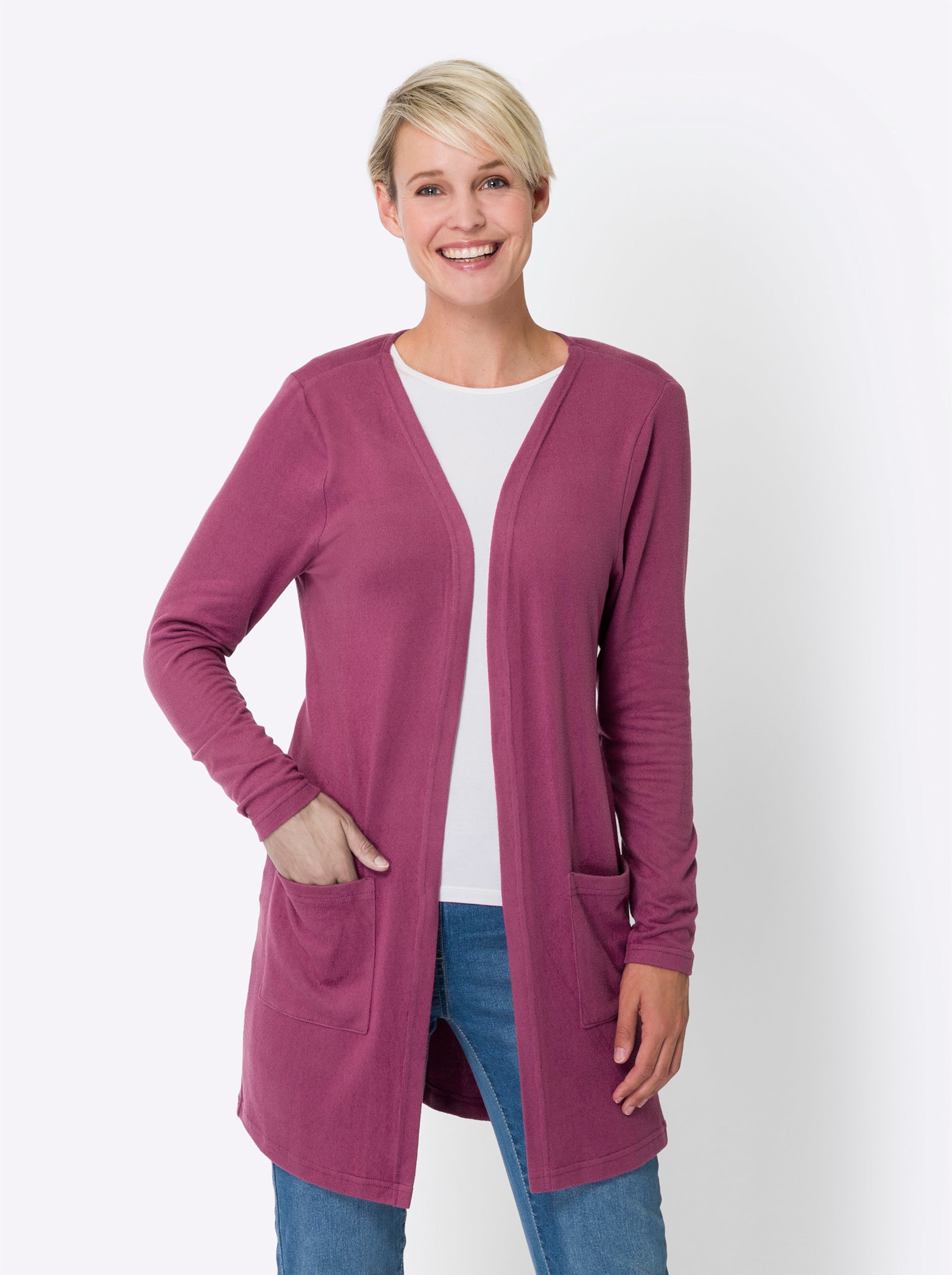 Long-Shirtjacke in erika