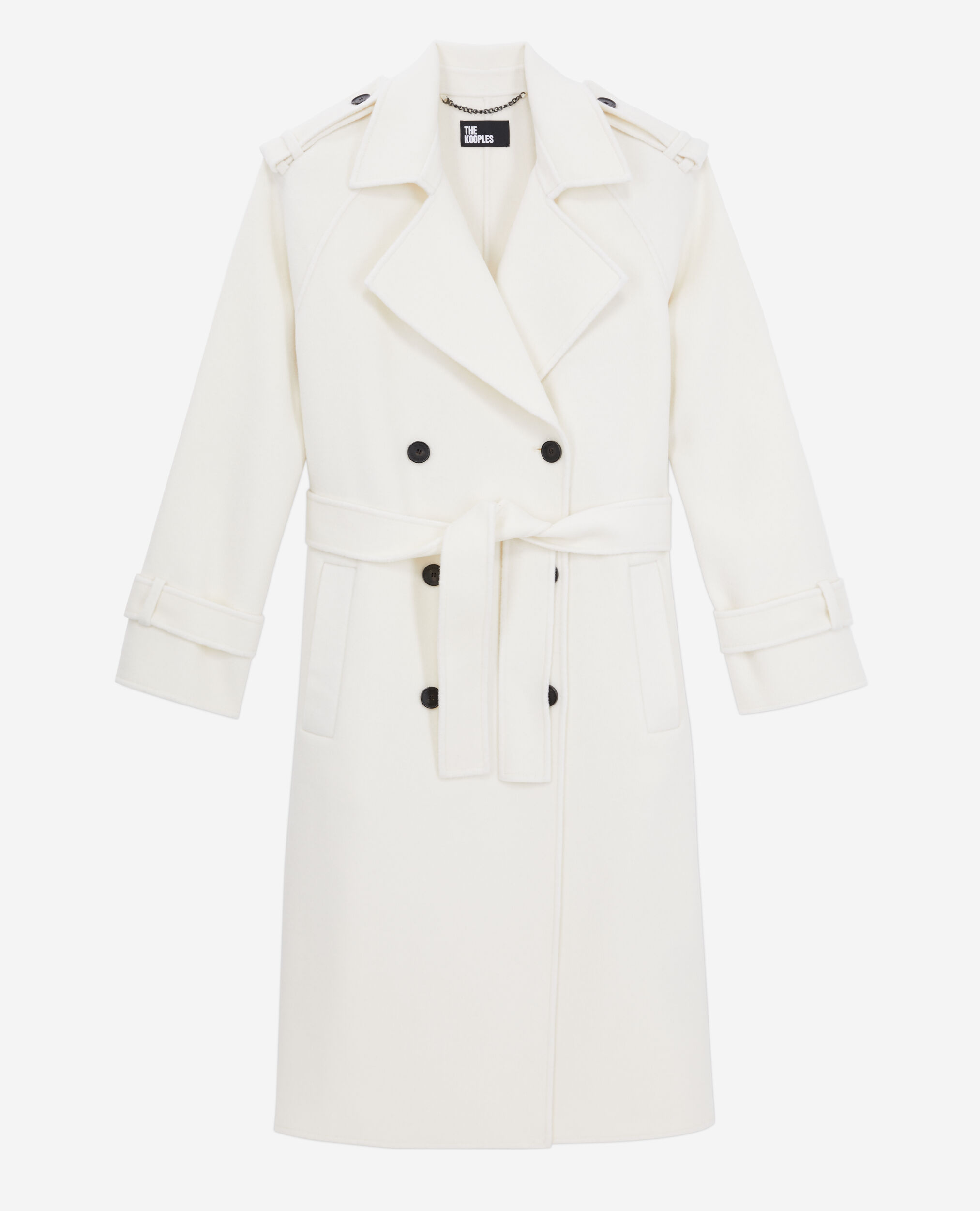 Long ecru wool-blend coat