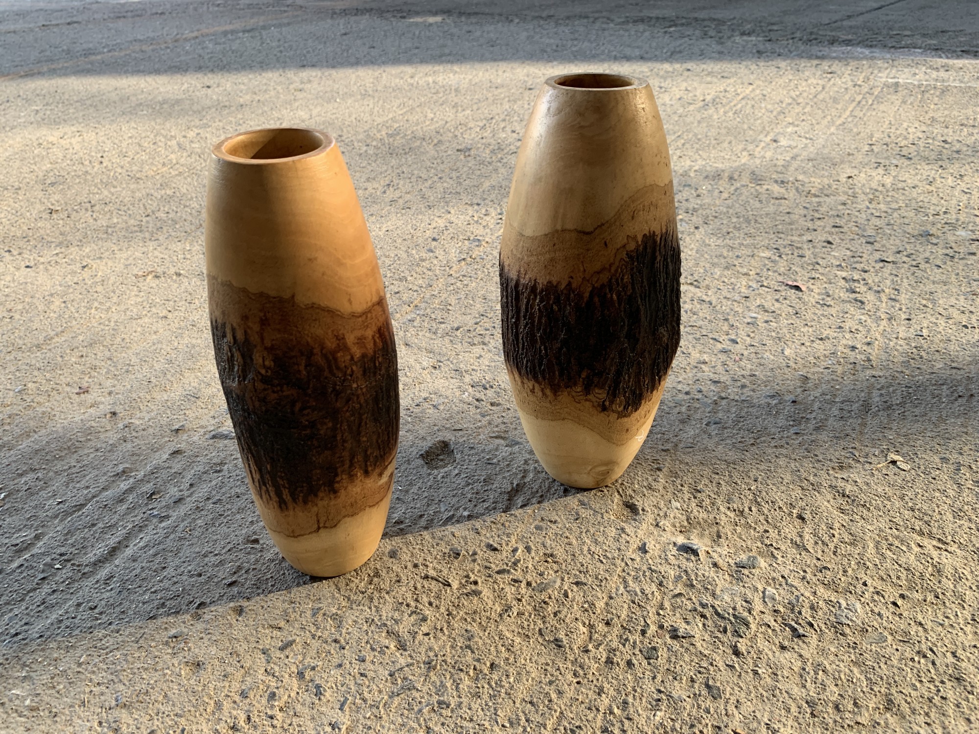 Holzvase mit Baumrinde, Mangoholz, H 25 cm, Ø 10 cm von fischer's lagerhaus