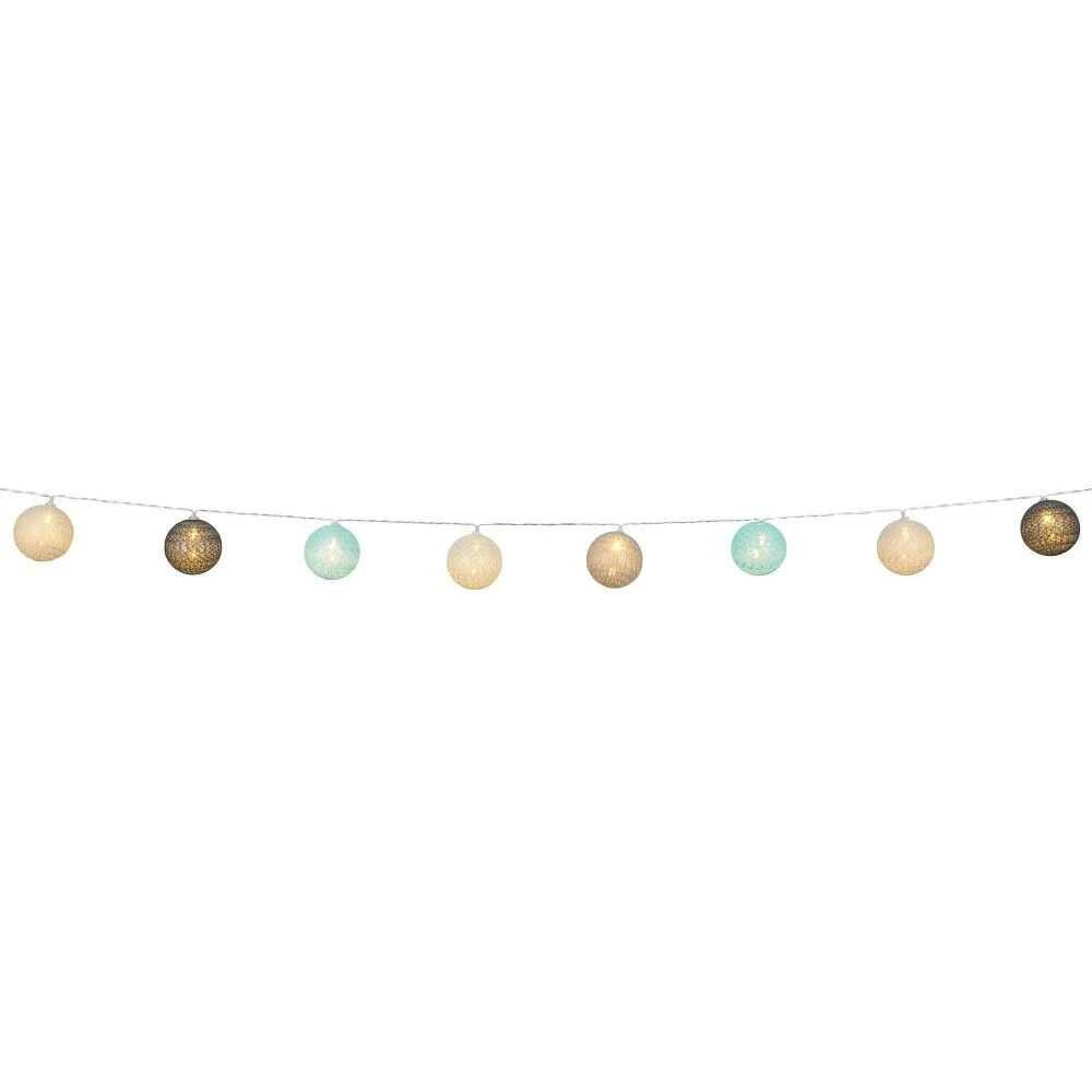 Guirlande lumineuse 10 boules beige noir bleu L165cm