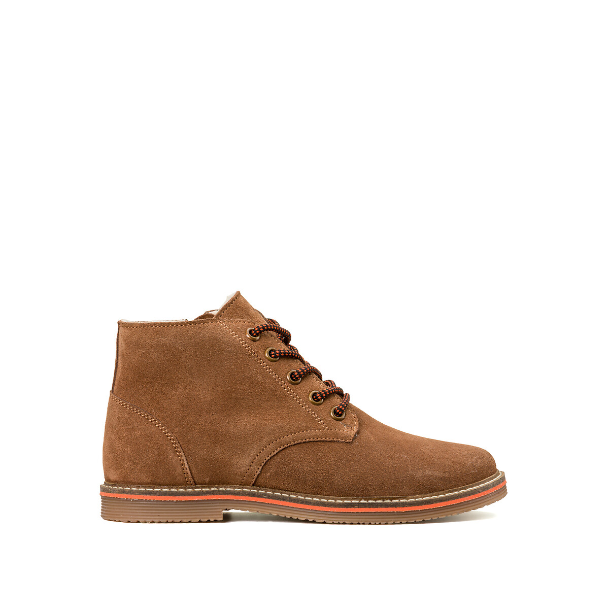 COLEÇÃO LA REDOUTE<br>Botas de cano curto em couro forrado com zíper e cadarços