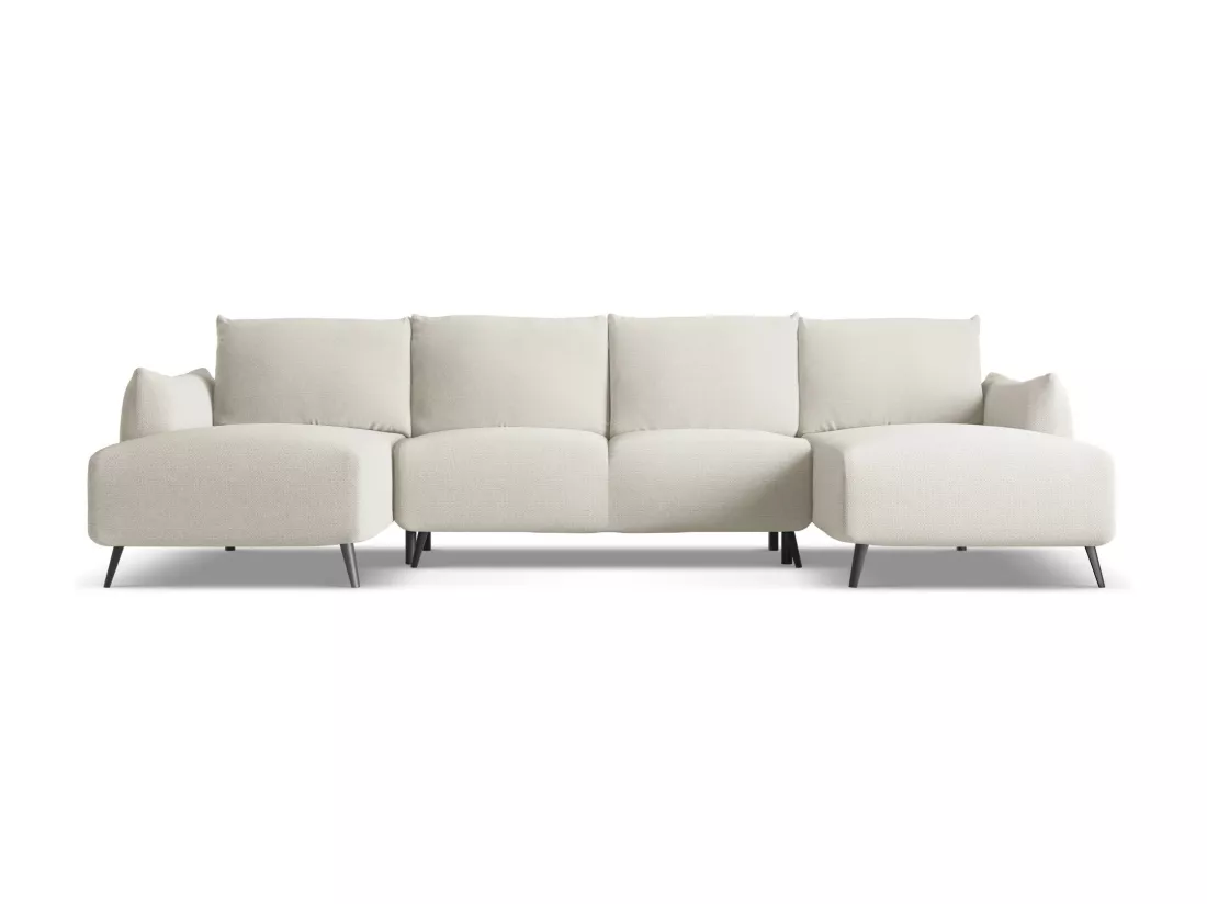 Canapé d'angle panoramique convertible en tissu chenille - argent - MALIE