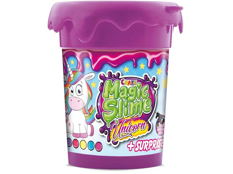 Craze Magic Slime mit Unicorn Sammelfigur assortiert Schleimdose mit Überraschungsfigur zum Sammeln