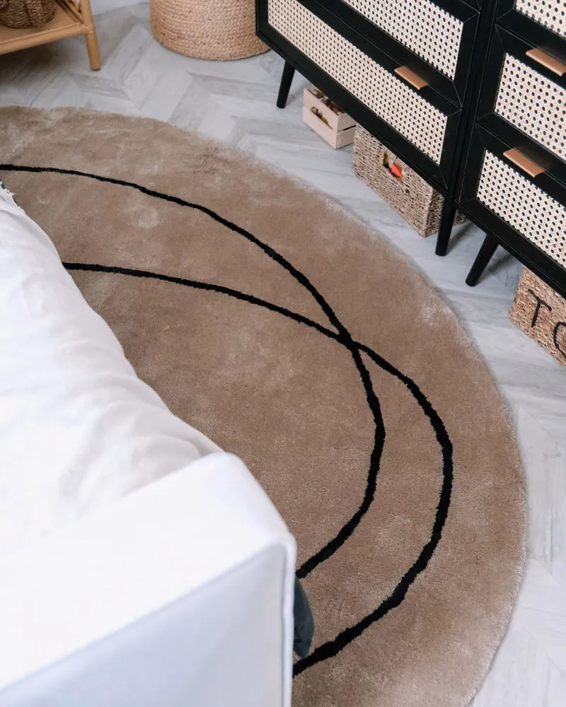 Vloerkleed DIGRI Beige ø 200 cm Viscose
