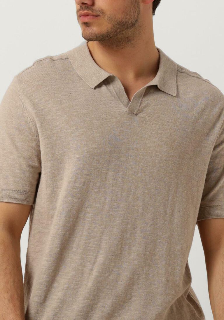 SELECTED HOMME beige selected homme polo slhberg linen ss knit open polo
