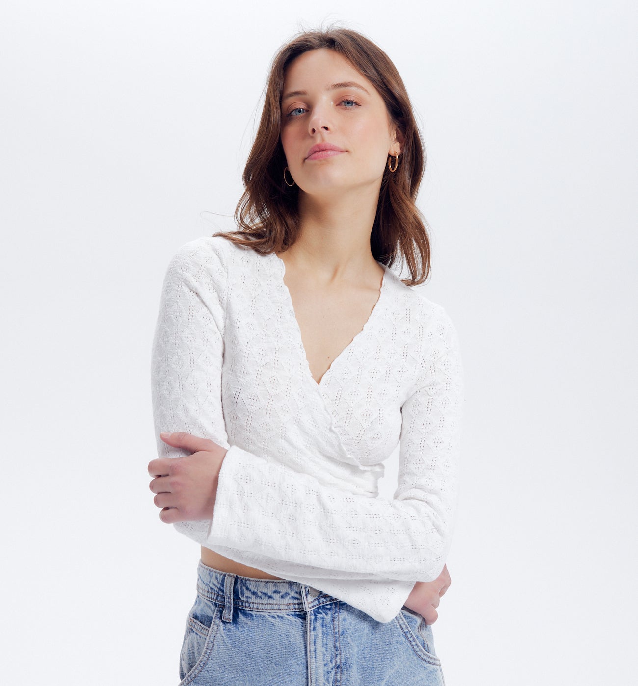 Boléro en coton ajouré Femme - Beige