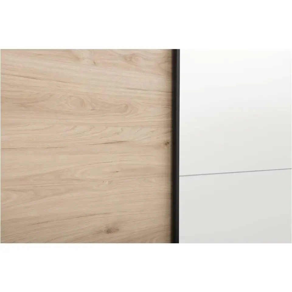 Schuifdeurkast Bergamo - eikenkleur/spiegel - 221x178,5x66,6 cm