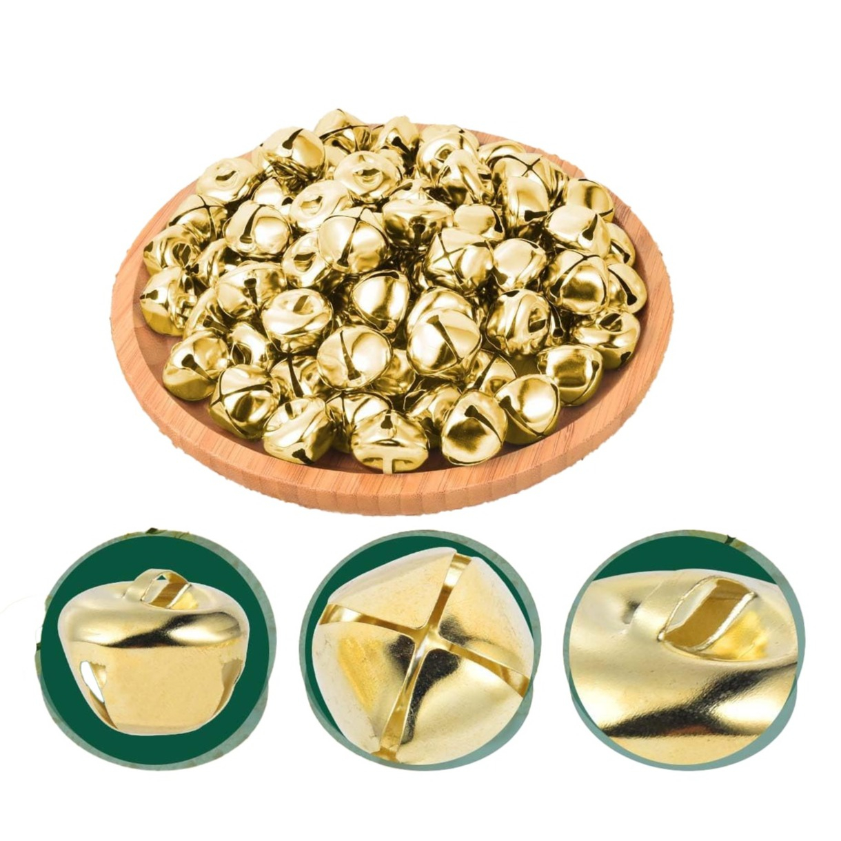 (10er Set) 15mm Mini Metall Glöckchen DIY Zubehör zum Dekorieren / Bastel / Nähen - Gold