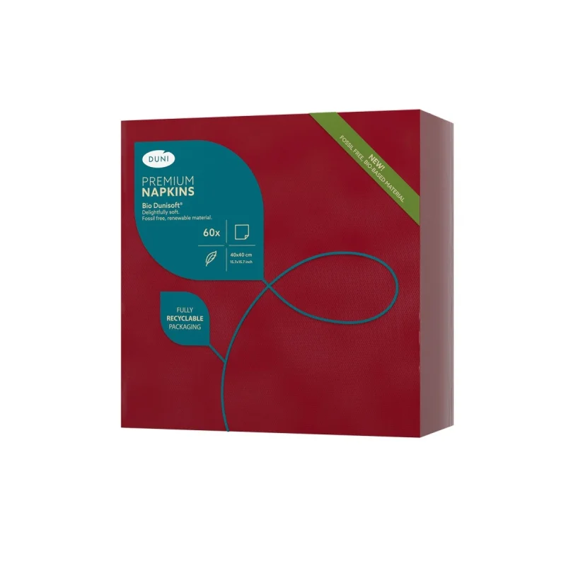DUNI - Serviette de table Bio dunisoft - 40x40 - Bordeaux - x360