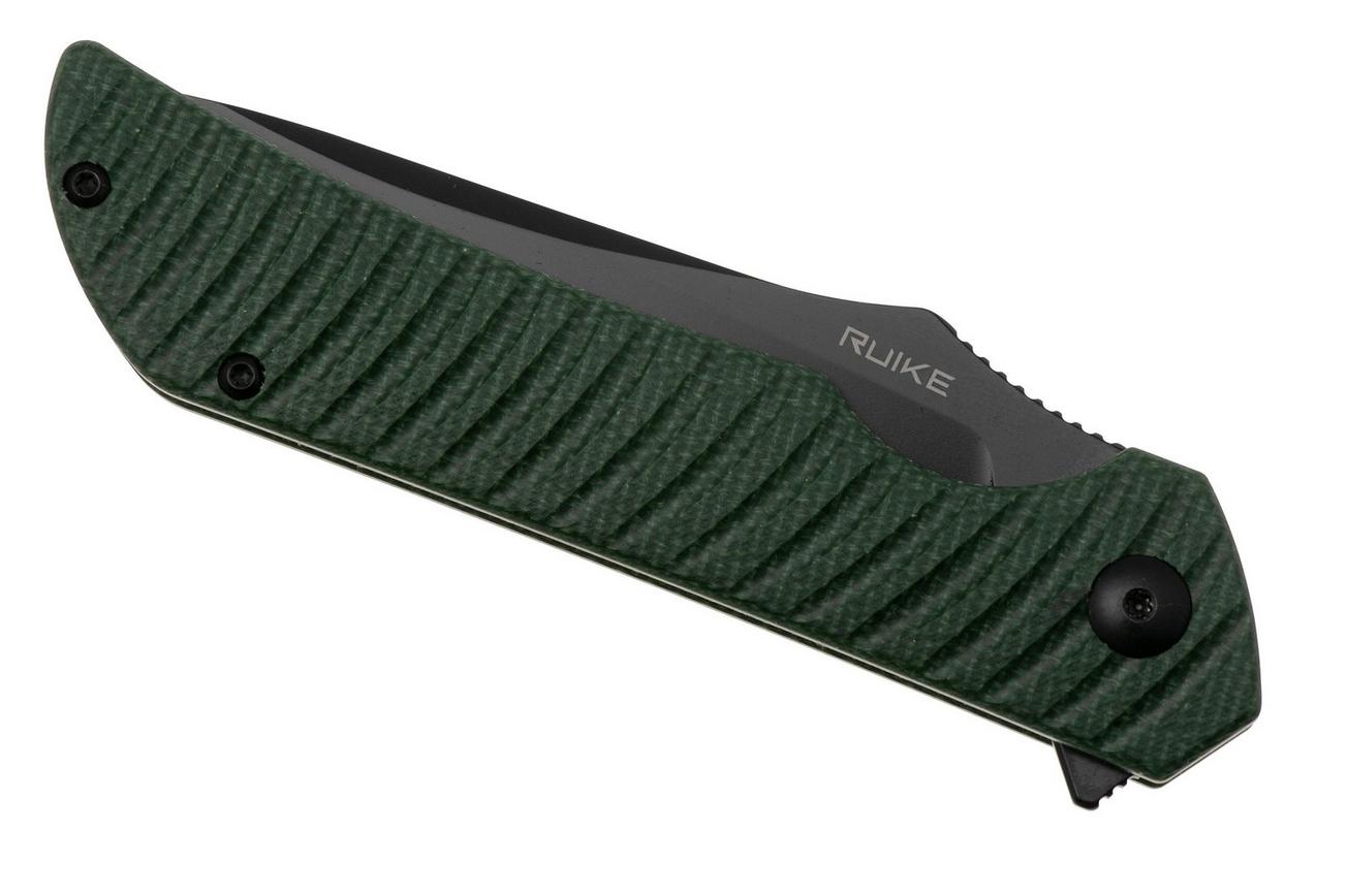 Ruike P123-MG PVD 14C28N, Green Micarta, zakmes