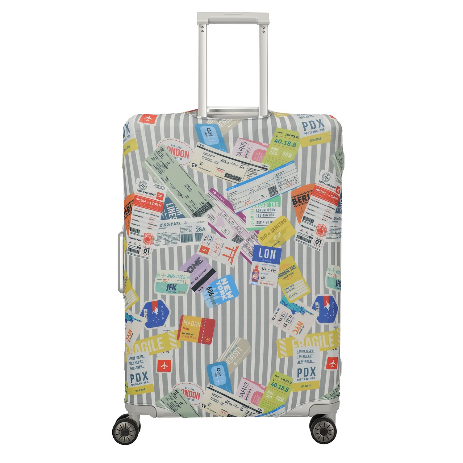 Travelite Accessoires Kofferhoes L tickets on blue/white