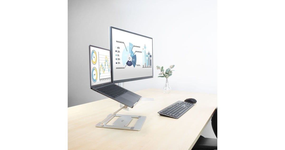 ACT ConnectivityLaptopstandaard aluminium  (Aluminium, Opvouwbaar, traploos in hoogte verstelbaar)