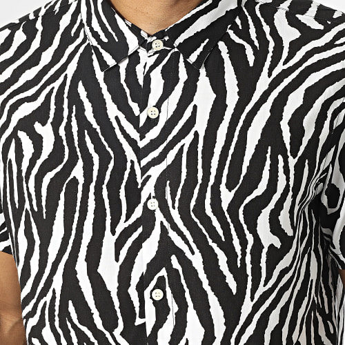 Chemise Manches Courtes Noir Blanc Zébré