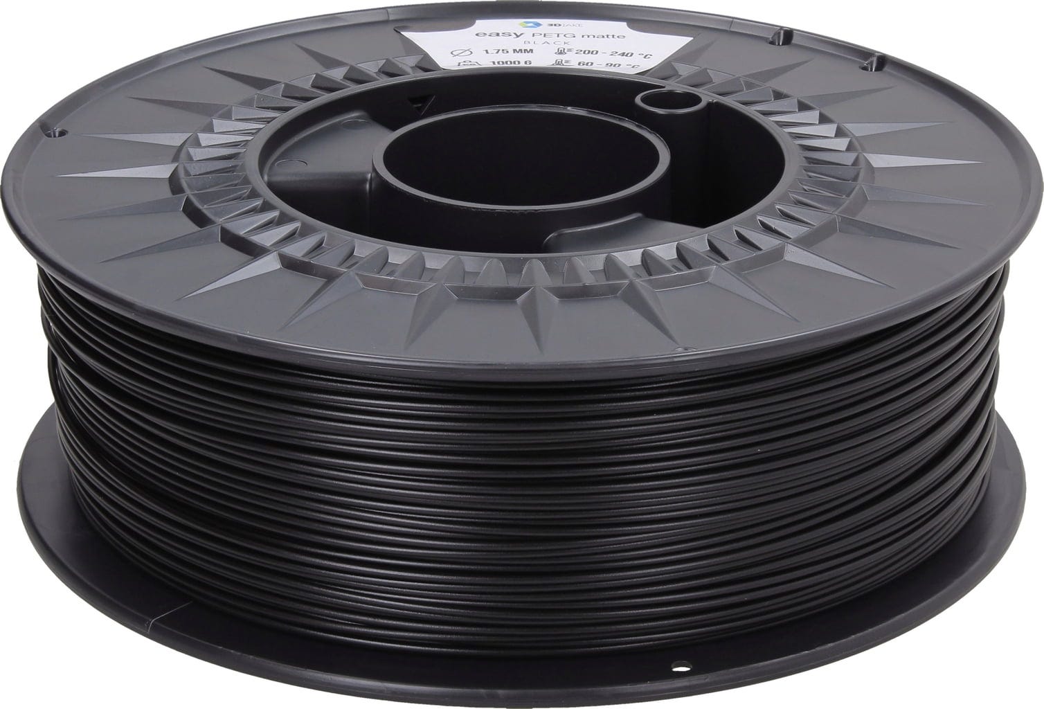 3DJAKE  easyPETG Matte Schwarz, 1,75 mm / 1000 g    Modifiziertes PETG mit mattem Oberflächenfinish in Schwarz