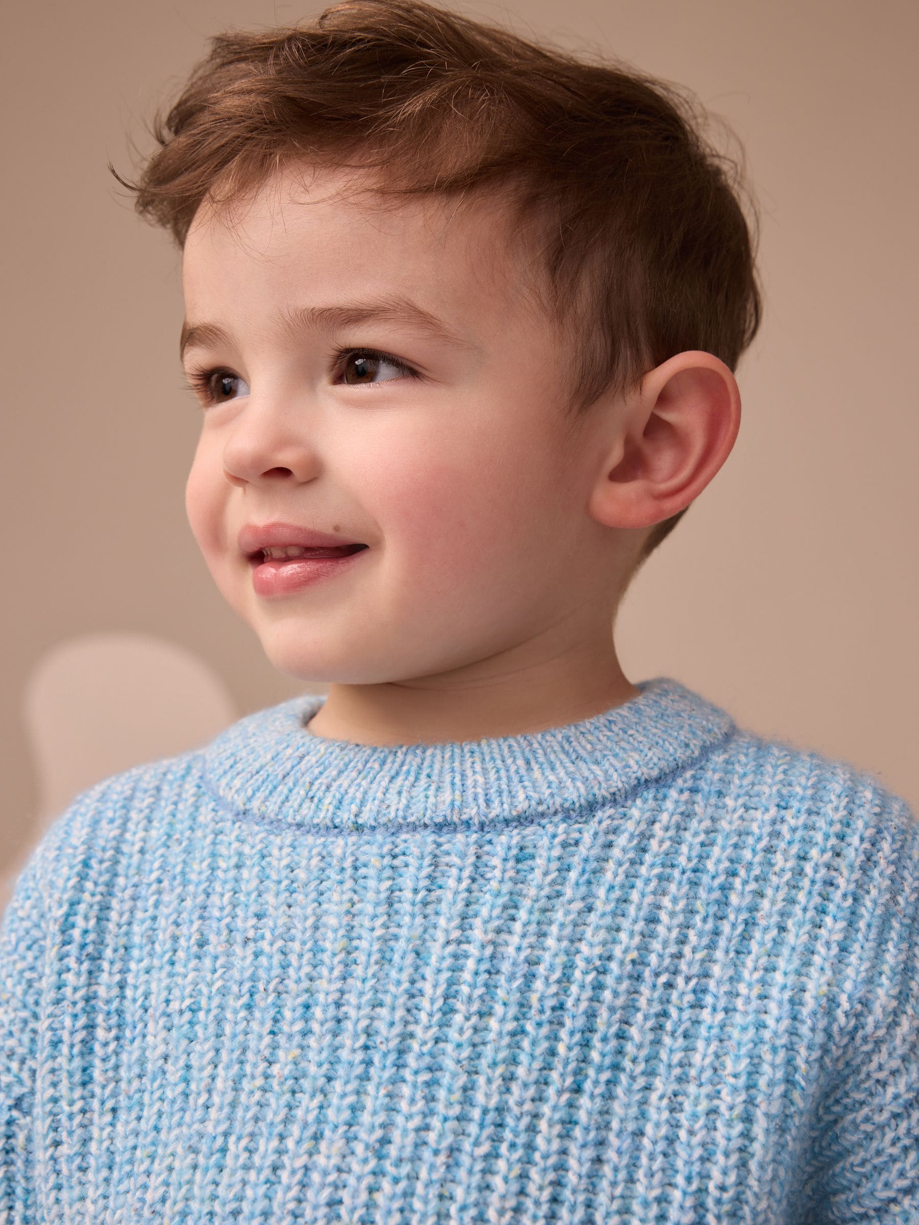 Blauw - Gebreide trui met ronde hals (3 mnd - 7 jr)