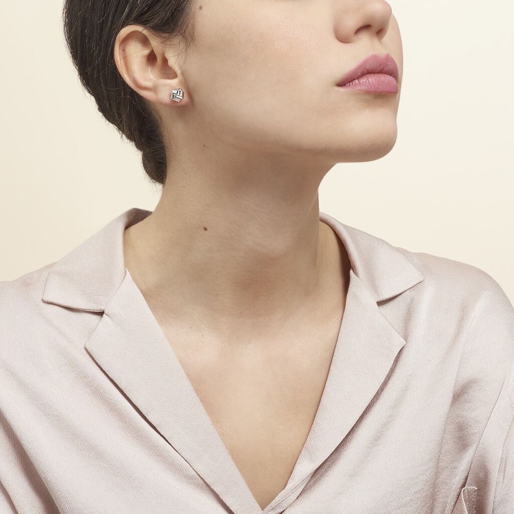 Boucles D'oreilles Puces Shaina Argent Blanc