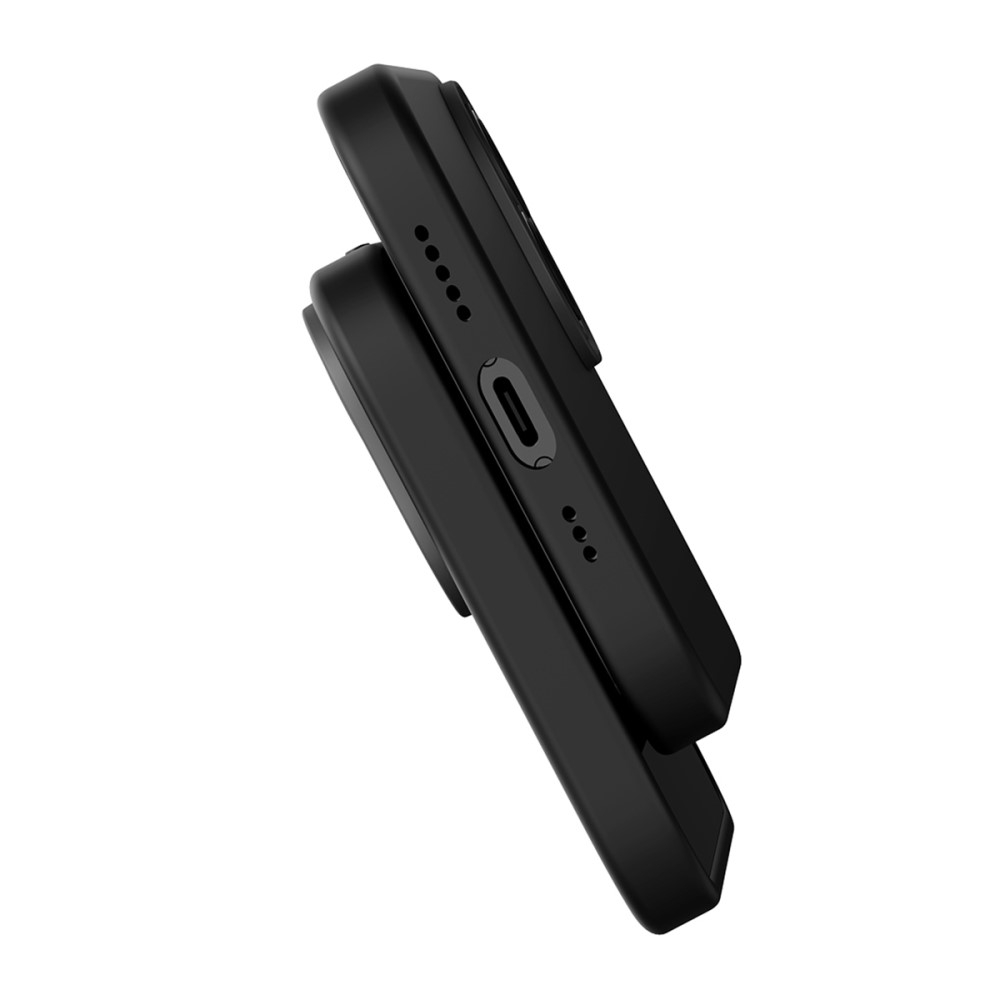 iPhone 14 Pro Max MagSafe Silikon Case Hülle mit Kameraschutz   Display Panzerglas - Schwarz