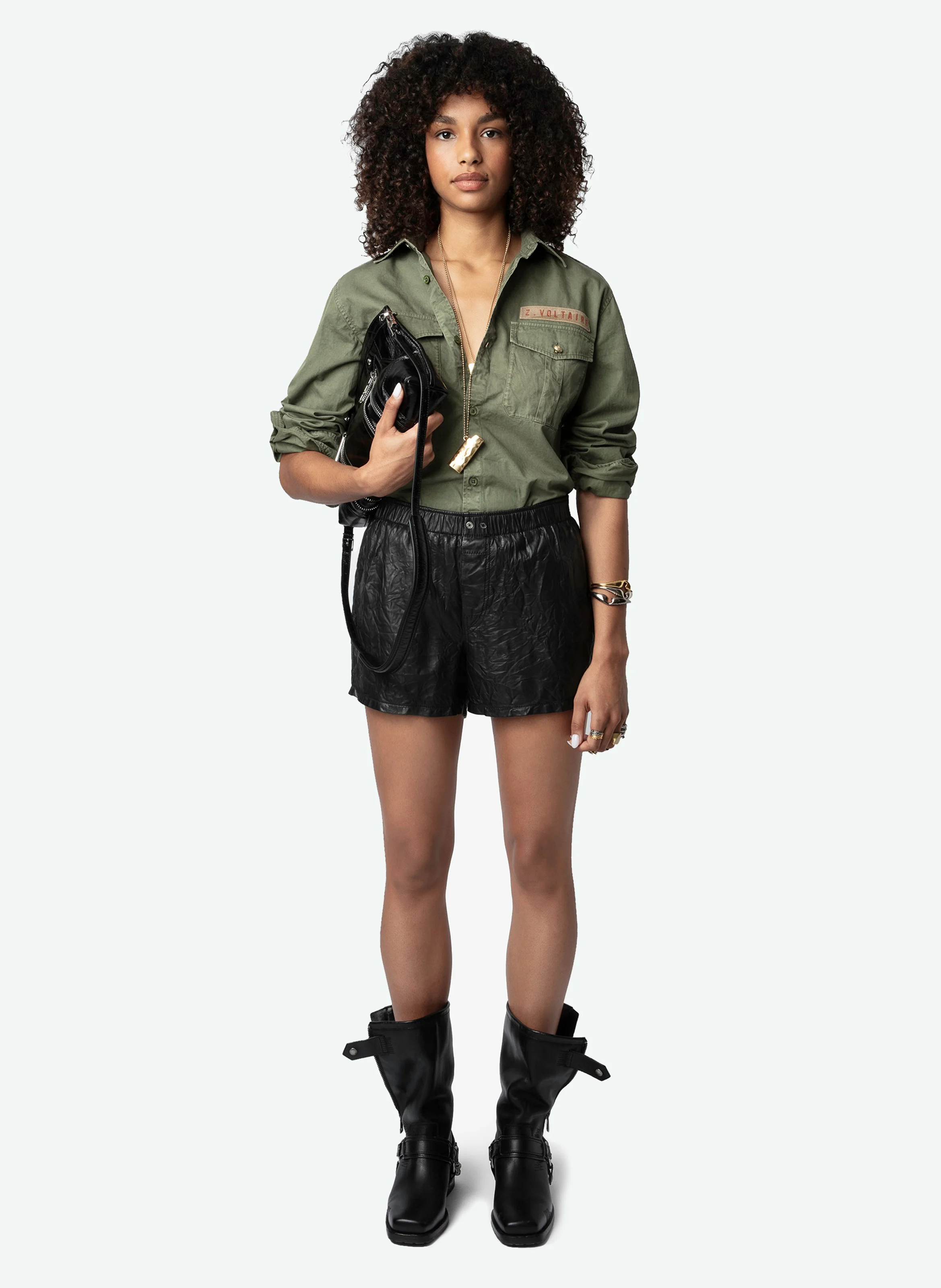 TASKAL - Chemise col classique en coton mélangé | Vert