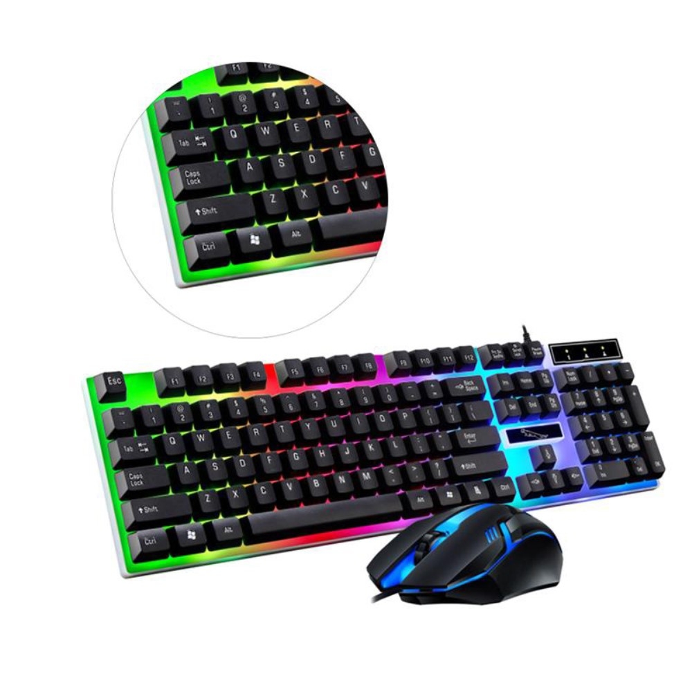 Mechanische Gaming Tastatur mit Hintergrundbeleuchtung (QWERTY)   USB Maus - Schwarz