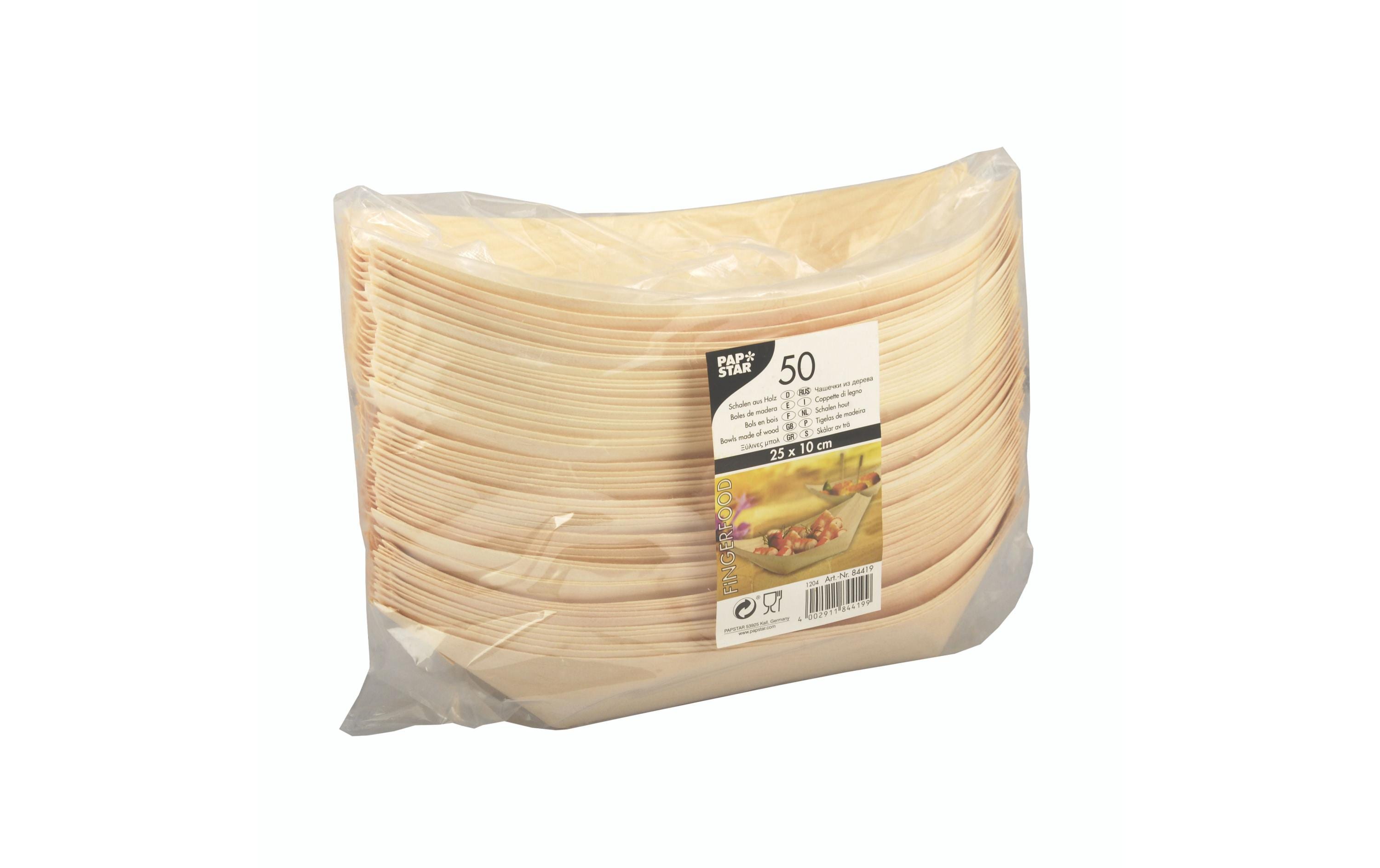 Fingerfood-Schale Pure Holz Schiffchen 50 StückEinwegschale aus Holz