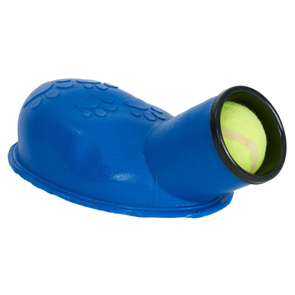 Lance balle à pied pour chien PVC et caoutchouc bleu