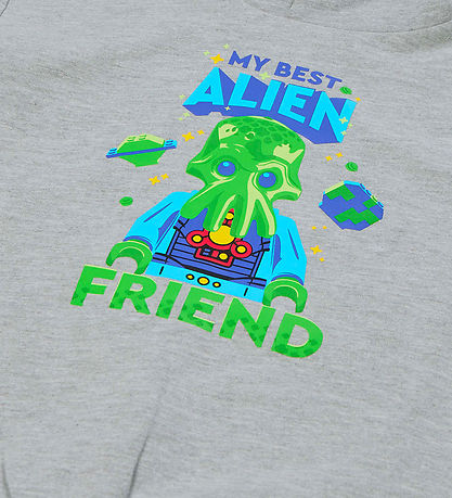 LEGO® Wear Kapuzenpullover - LWSaku - Grau Meliert m. Alien