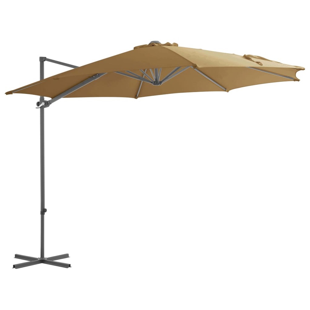 Parasol avec base portable 3 x 3 m taupe