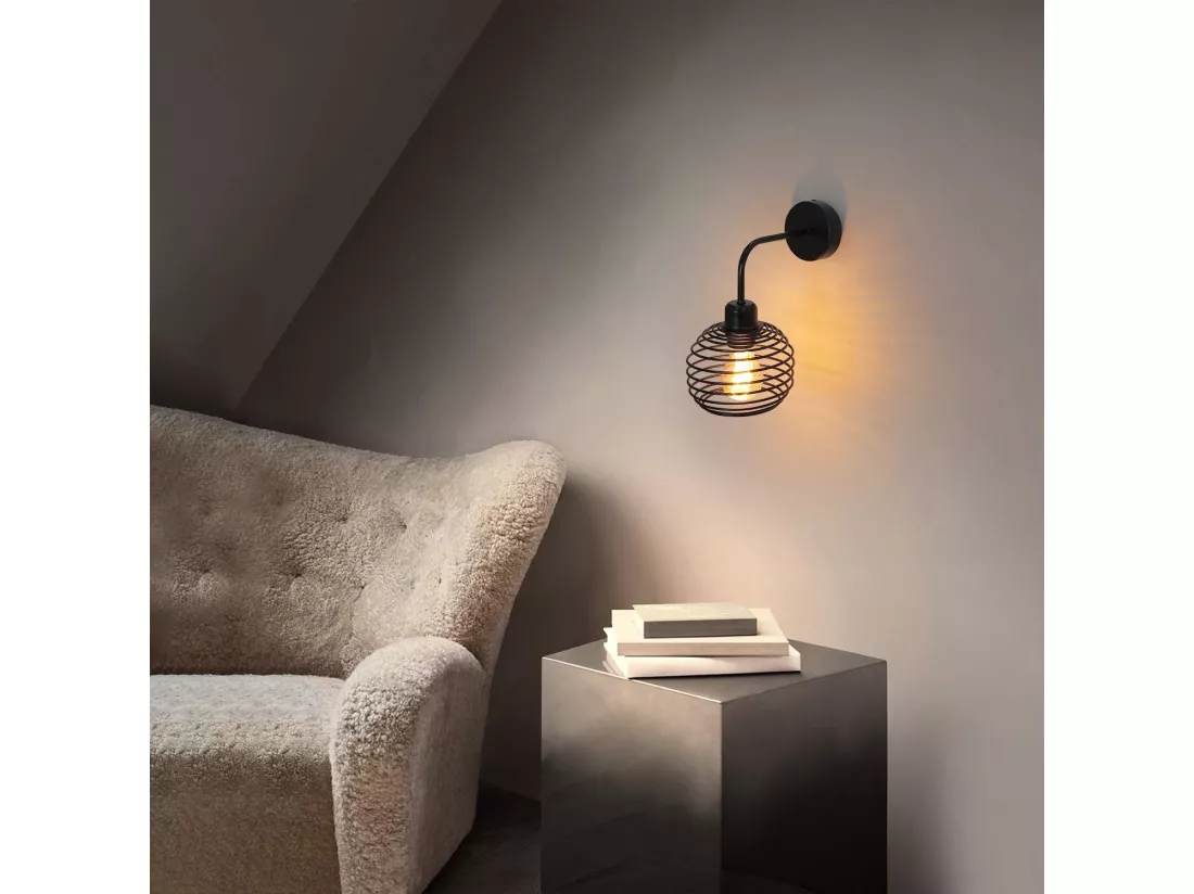 NETTLIFE applique murale vintage lampe d'intérieur éclairage mural rétro lampe de couloir noire E27