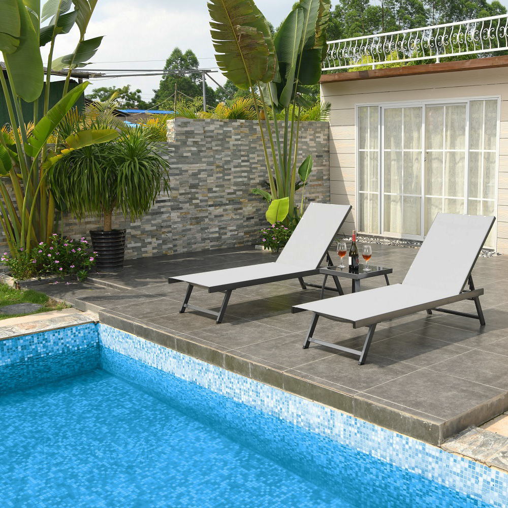 Bain de soleil en aluminium avec pied pliant cesana (lot de 2)