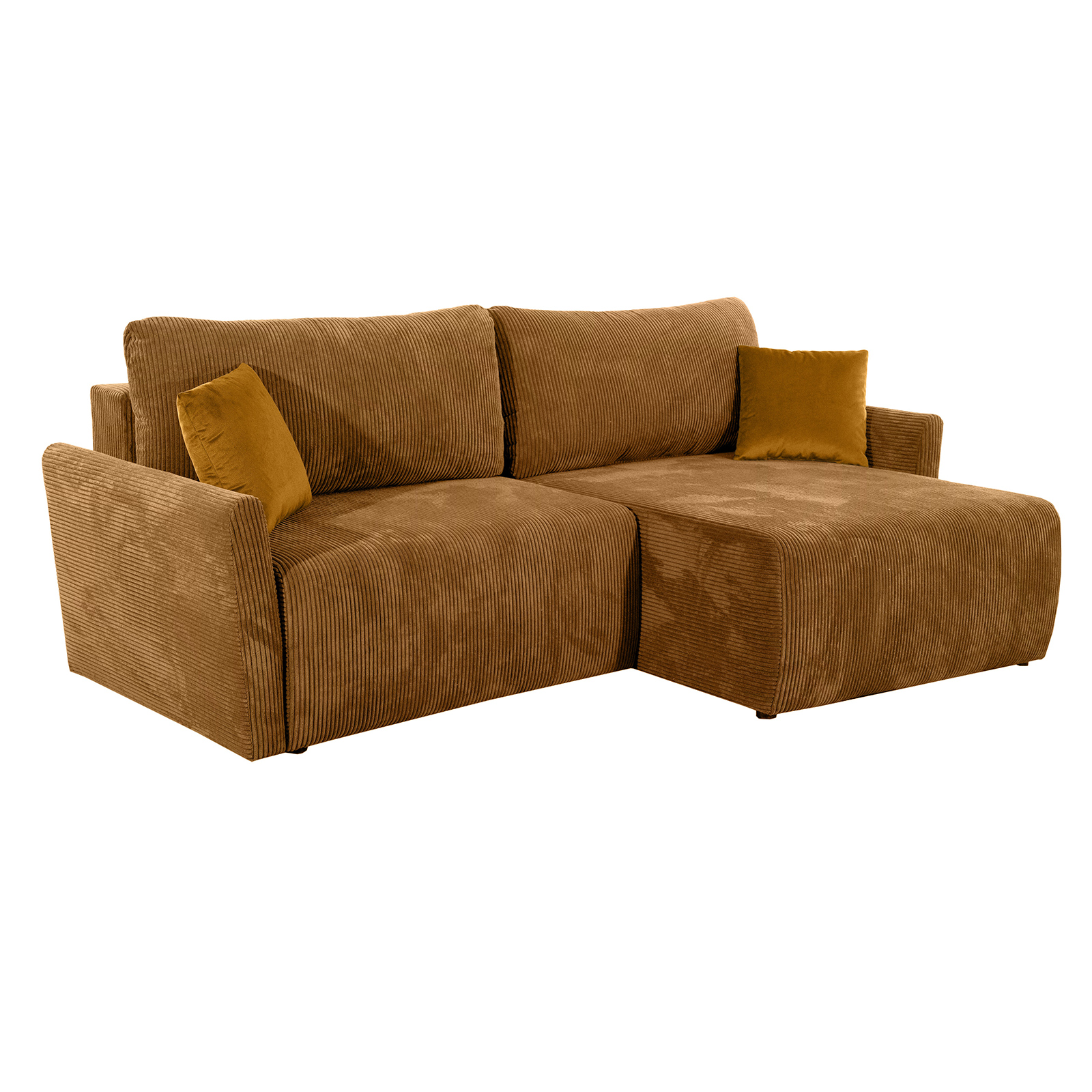 Ecksofa - gold - Liegefunktion und Bettkasten