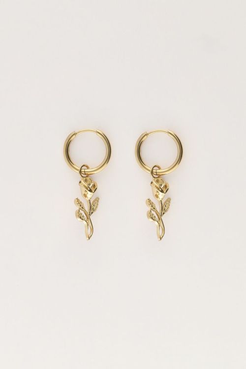 Vintage oorringen met mini platte roos