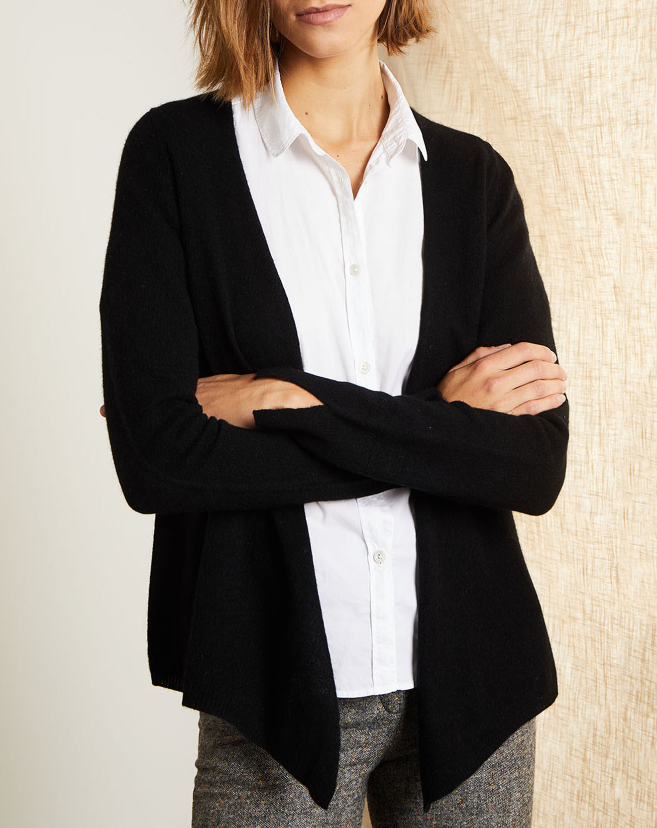 Miss Cashmere Gilet 100% Cachemire col châle noir