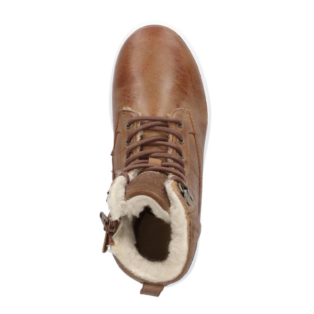 Gattino gevoerde leren sneakers cognac