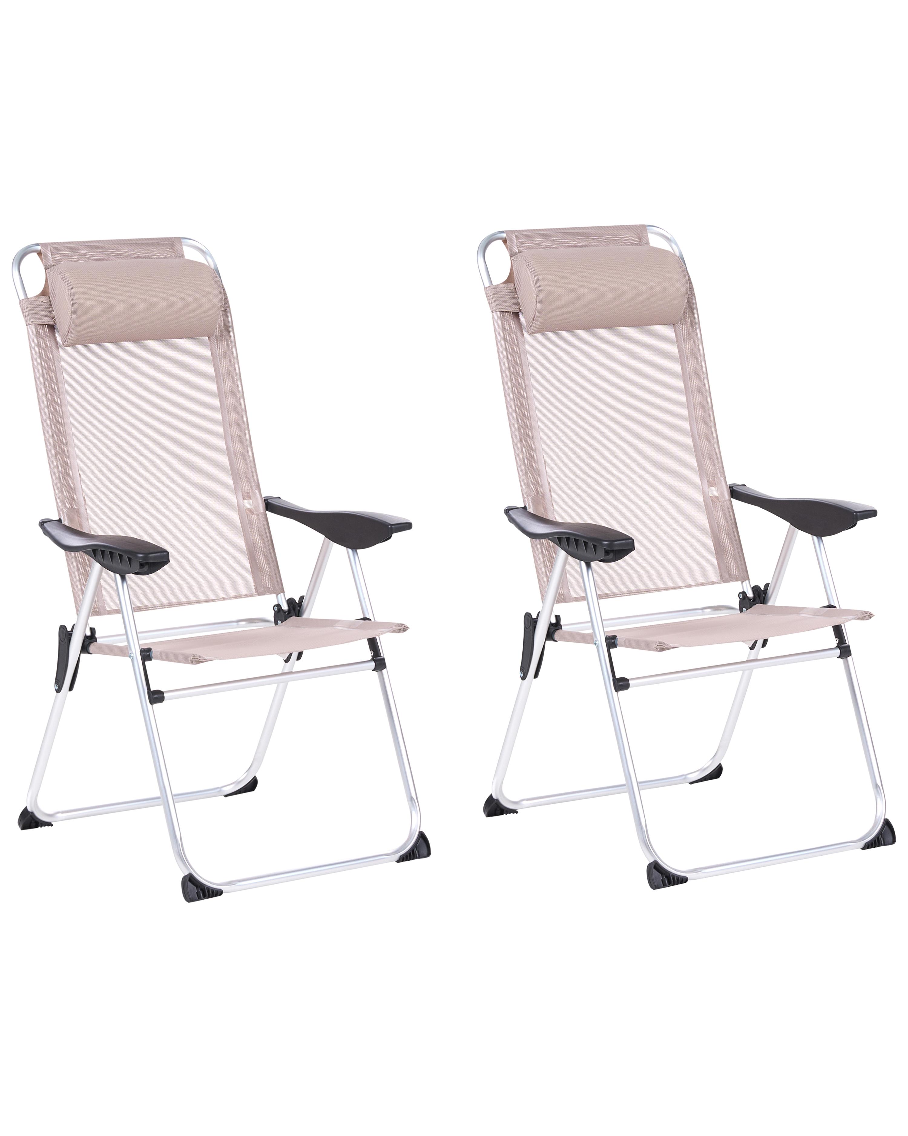 Set van 2 tuinstoelen ASINE inklapbaar Metaal Beige