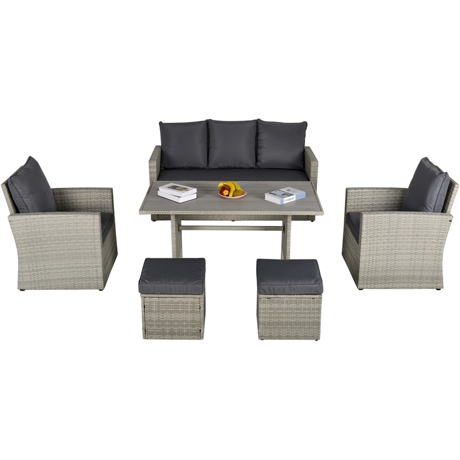 Outsunny Rattan Sitzgruppe 6 teilig grau