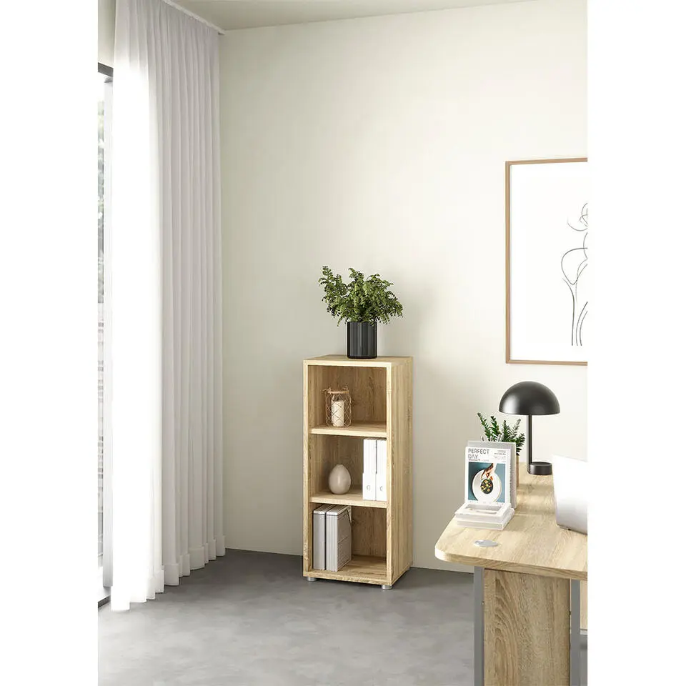 Hioshop Prima wandkast 3 vakken eikenstructuurdecor