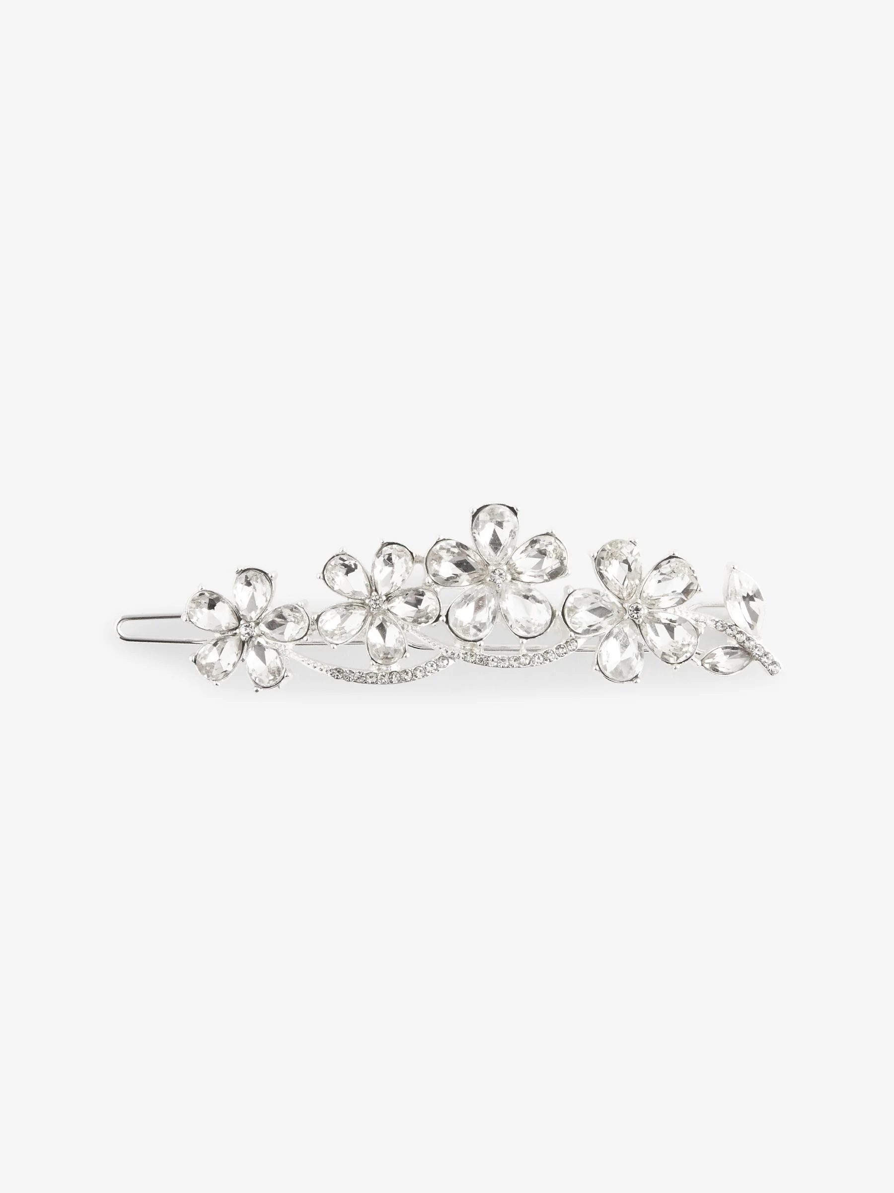 Zilverkleurig - Barrette haarspeld met glitterbloem voor bruiden