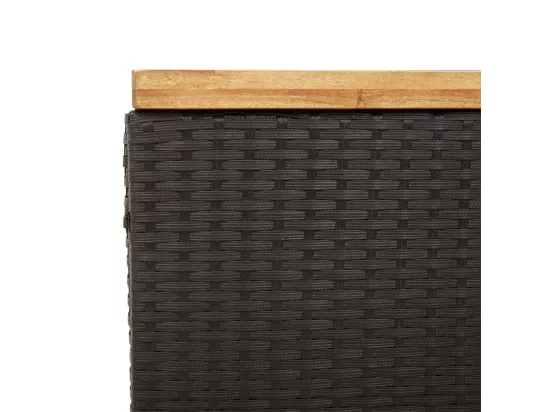 Prolenta Premium - Boîte de rangement de jardin noir résine tressée bois d'acacia