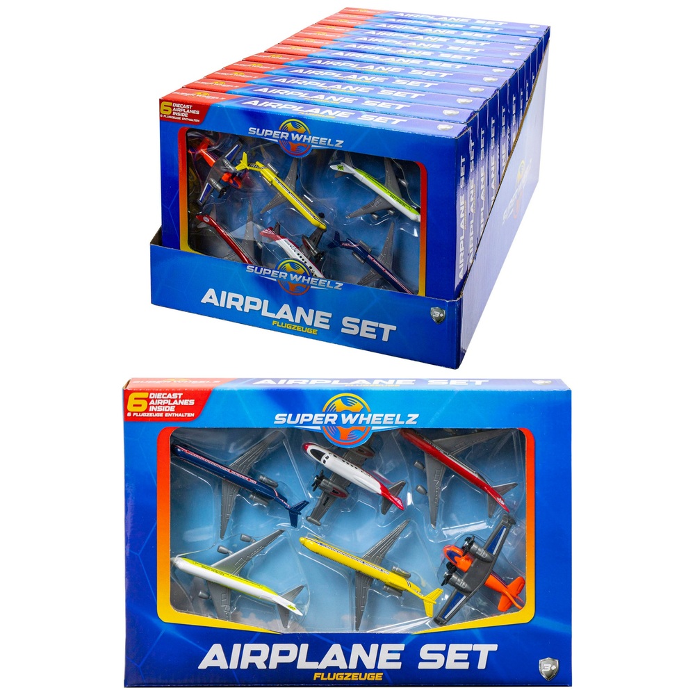 Super Wheelz 6er-Pack Druckgussflugzeuge
