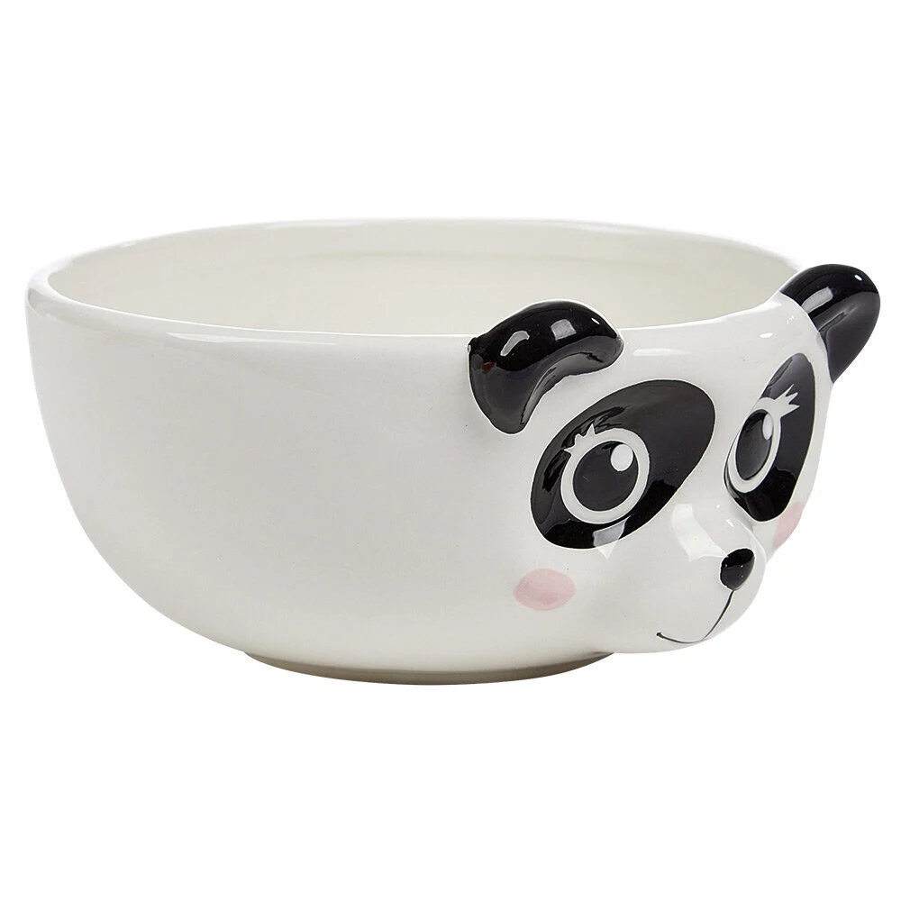 Bol forme tête de panda en faïence noir et blanc
