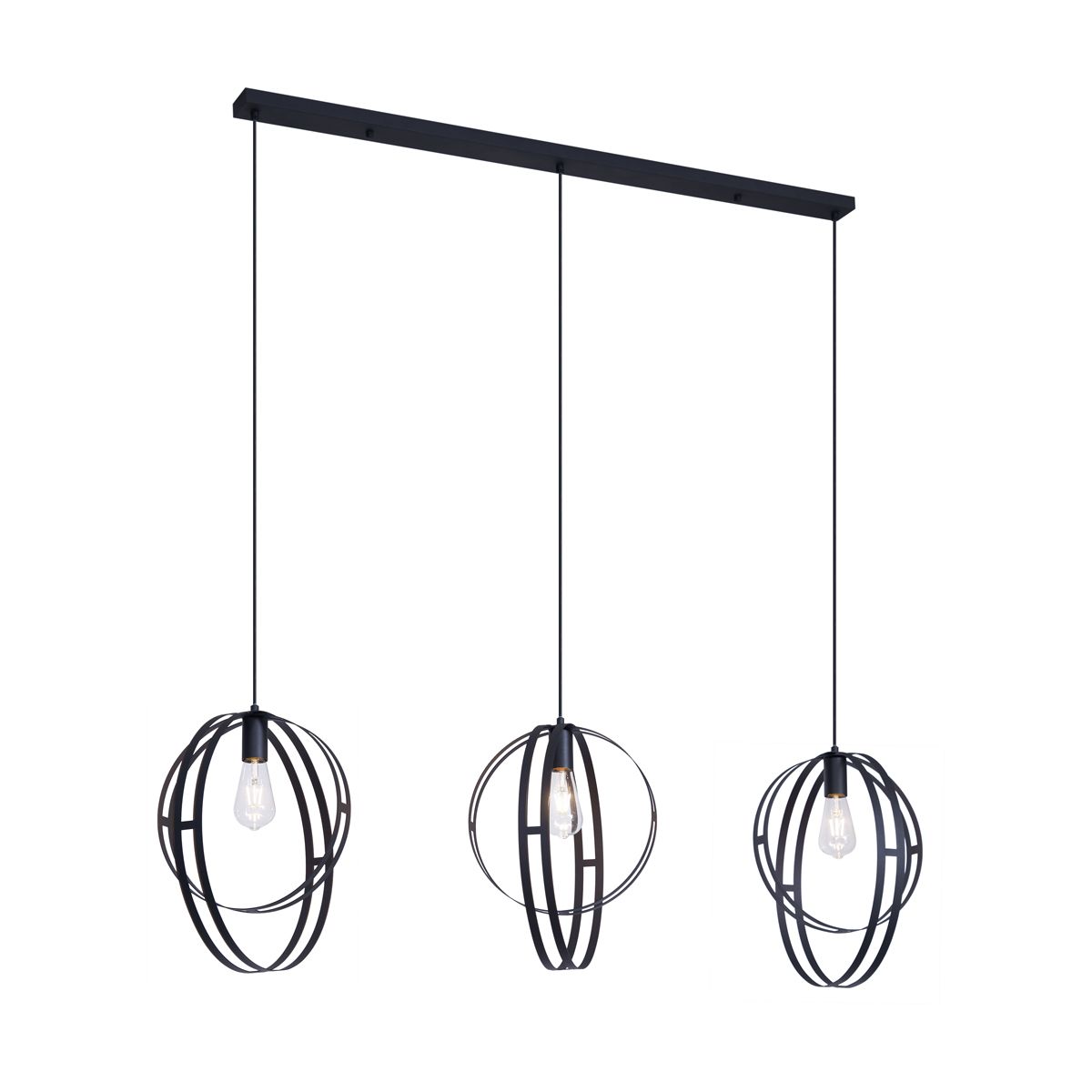 Design hanglamp zwart langwerpig 3-lichts - Indu