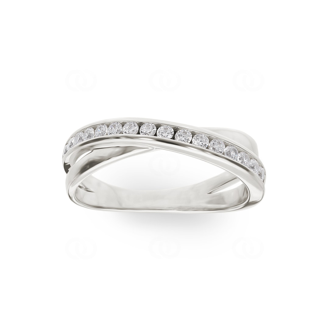 Damenring 925 Silber rhodiniert mit Zirkonia rund