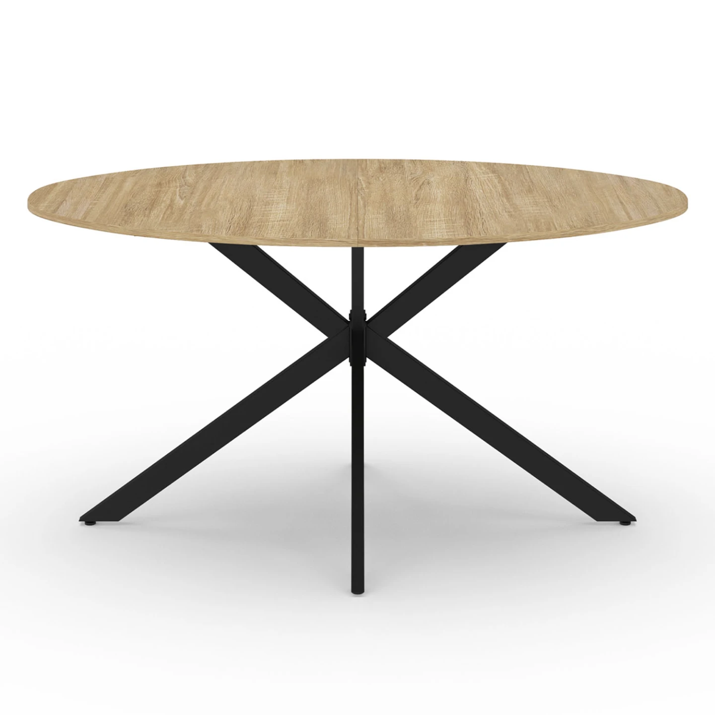 Table à manger ovale ALIX 8 personnes pied araignée bois et noir 150 cm