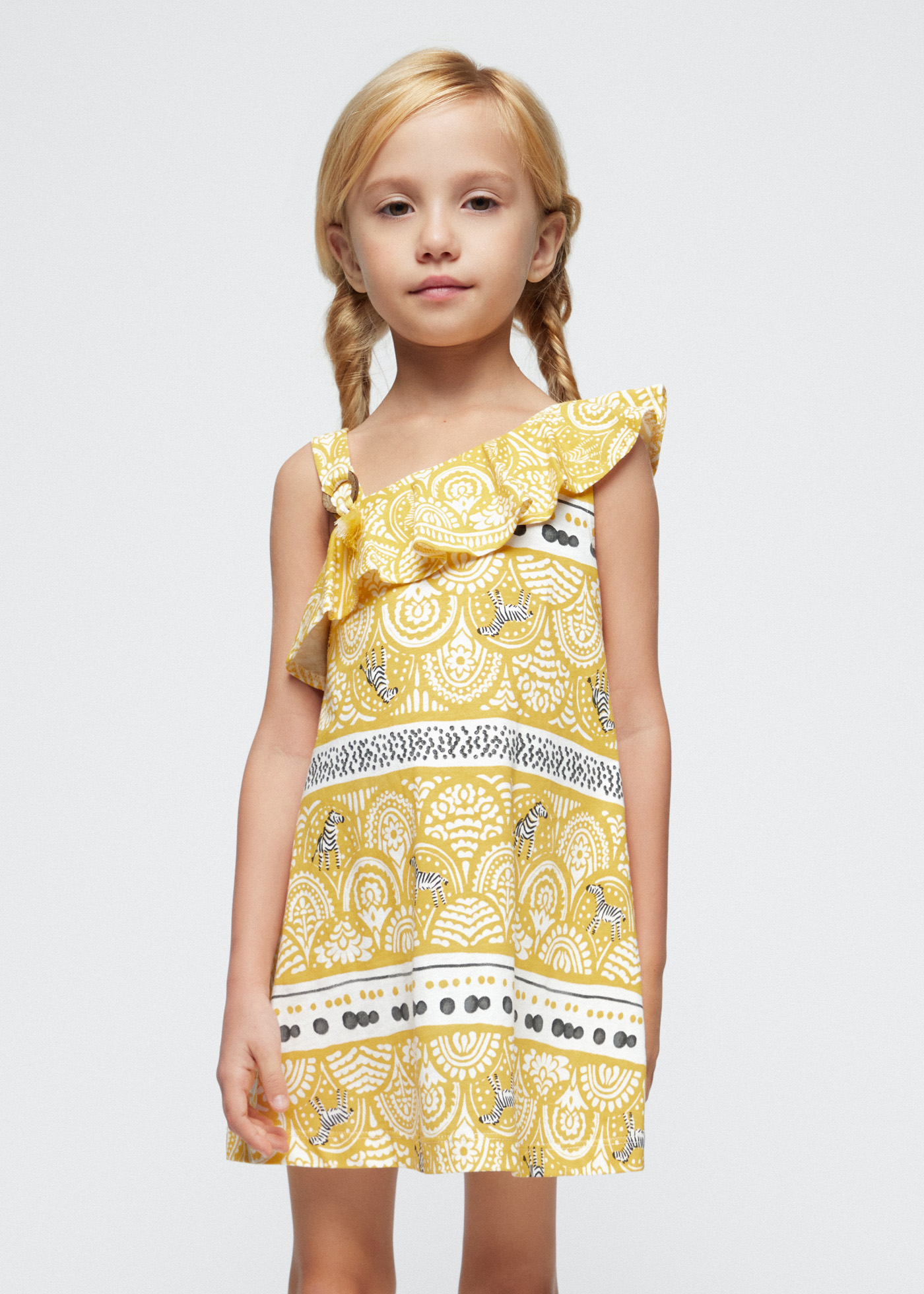 Vestido assimétrico Better Cotton para meninas, cor índigo