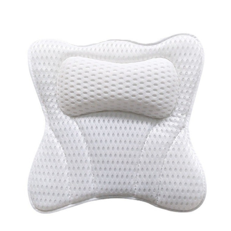 (40x40cm) Badewannen Kissen Nackenkissen Schmetterling Form AirMesh-Technologie mit 6 Saugnäpfen - Weiss