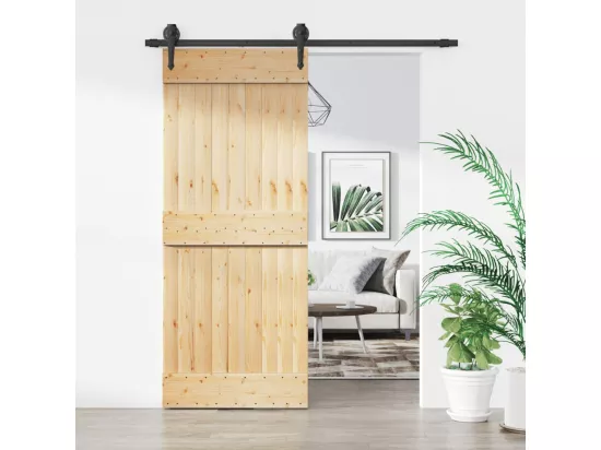 Porte coulissante et kit de quincaillerie 85x210 cm pin massif