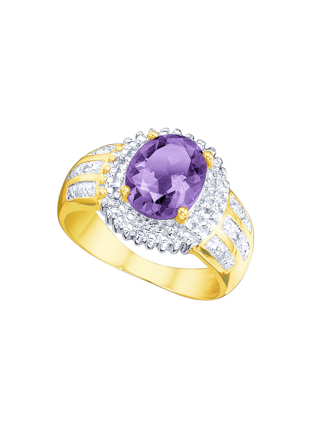 Damenring mit echtem Amethyst und Diamanten