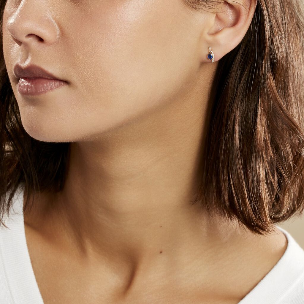 Bijoux D'oreilles Emotion Or Jaune Saphir Diamant