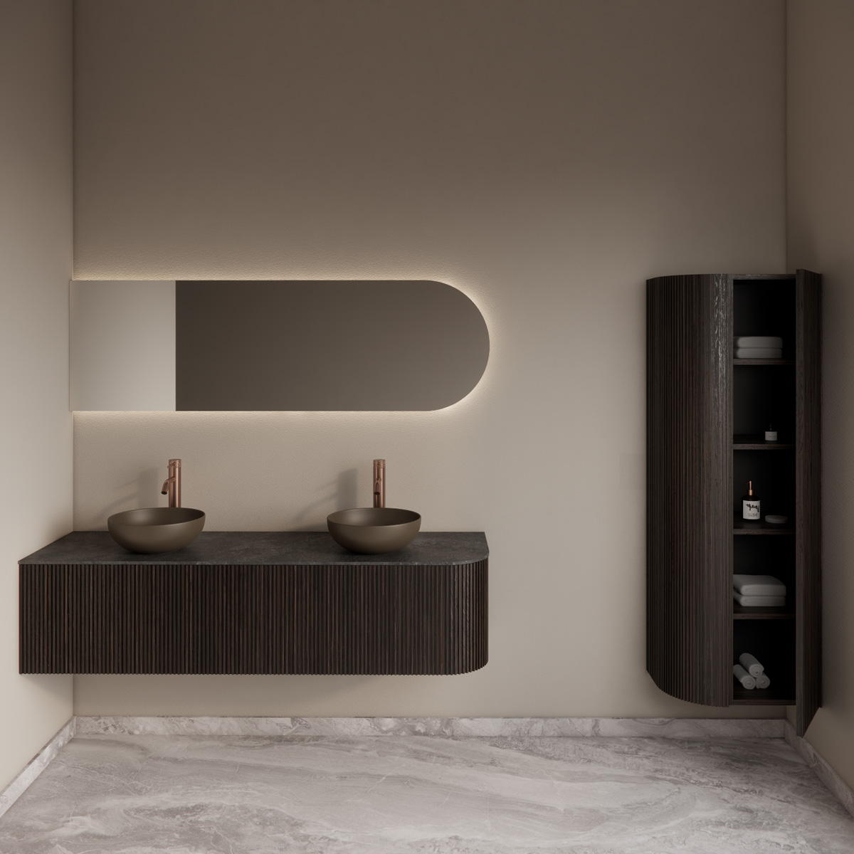Gliss Design Alluro kolomkast 160cm met ronding links ebony