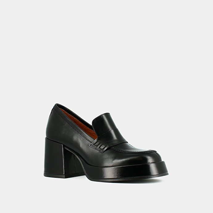 Mocassins à plateformes  en cuir noir